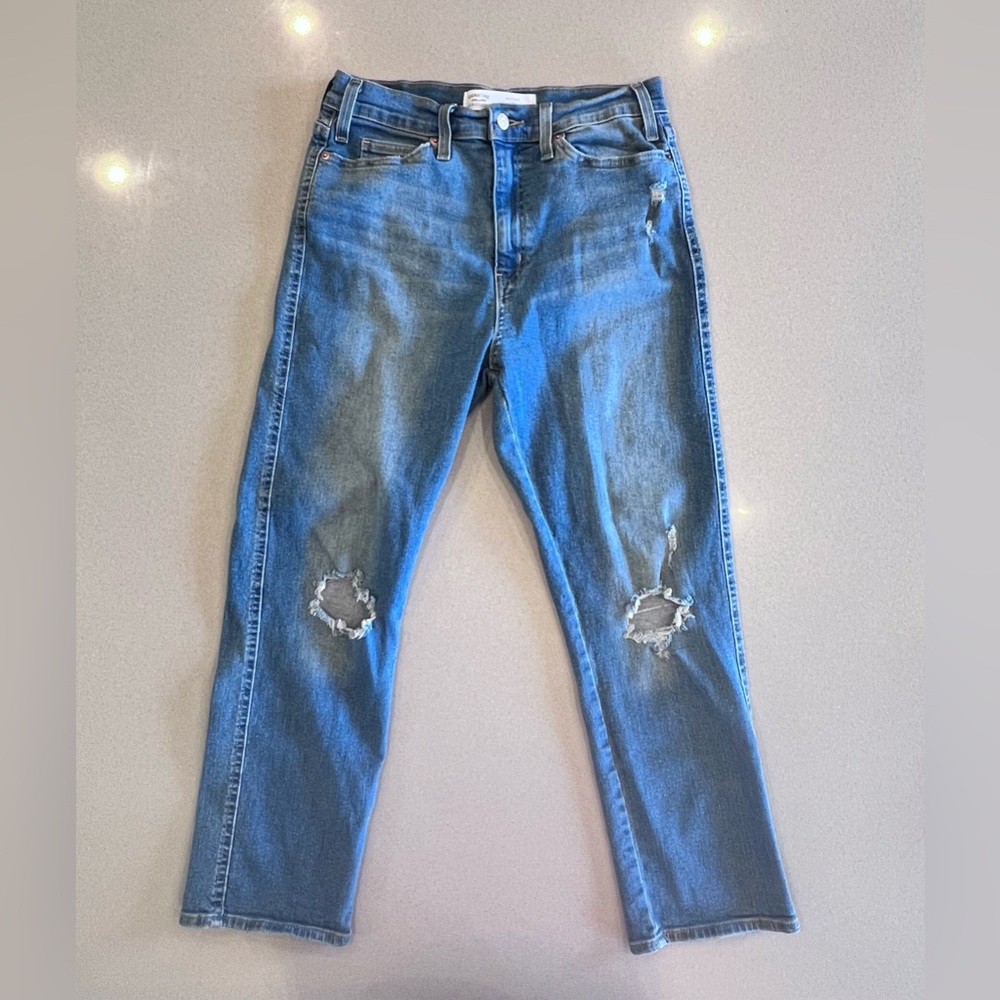 Levi's Signature by Levi Strauss Distressed Heritage High Rise Straight Jeans 10